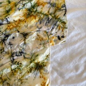 SILK scarf square with hand rolled edges.